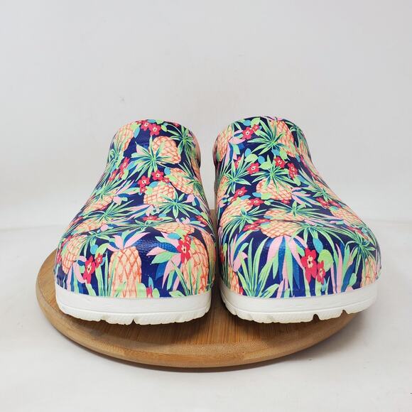 Dansko Kane Clogs Womens 40 Tropical Pineapple Flower Closed Toe Work Shoes - Picture 3 of 12